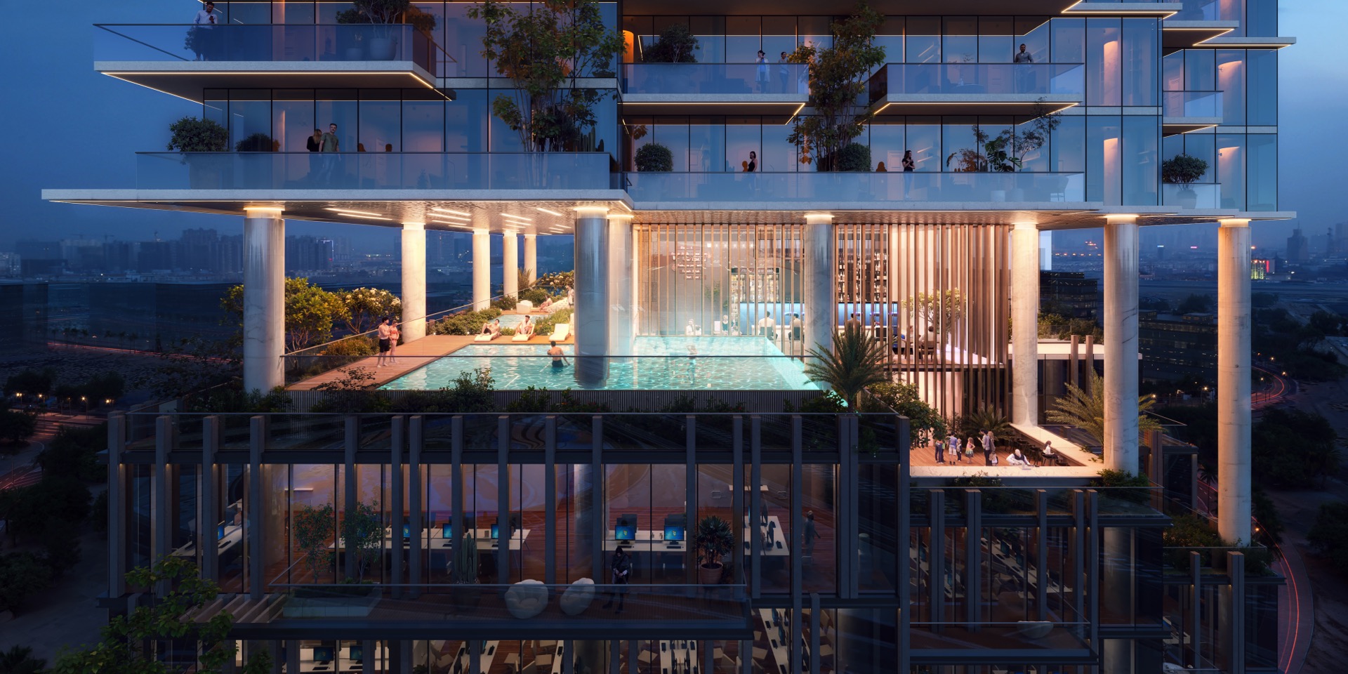 Infinity Pool bei Nacht